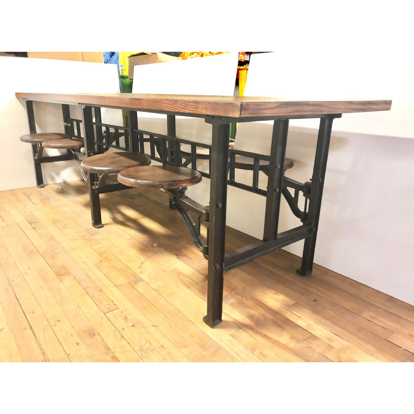 North American 1920s American Table 8 Swing Out Lunchroom Table