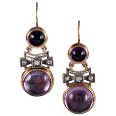 1920s Amethyst and Diamond Drop Earrings