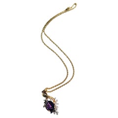 1920s Amethyst and Diamonds Pendant Necklace