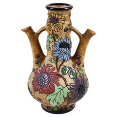Antique 1920s Amphora Campina Tall Wedding Vase with Chrysanthemums