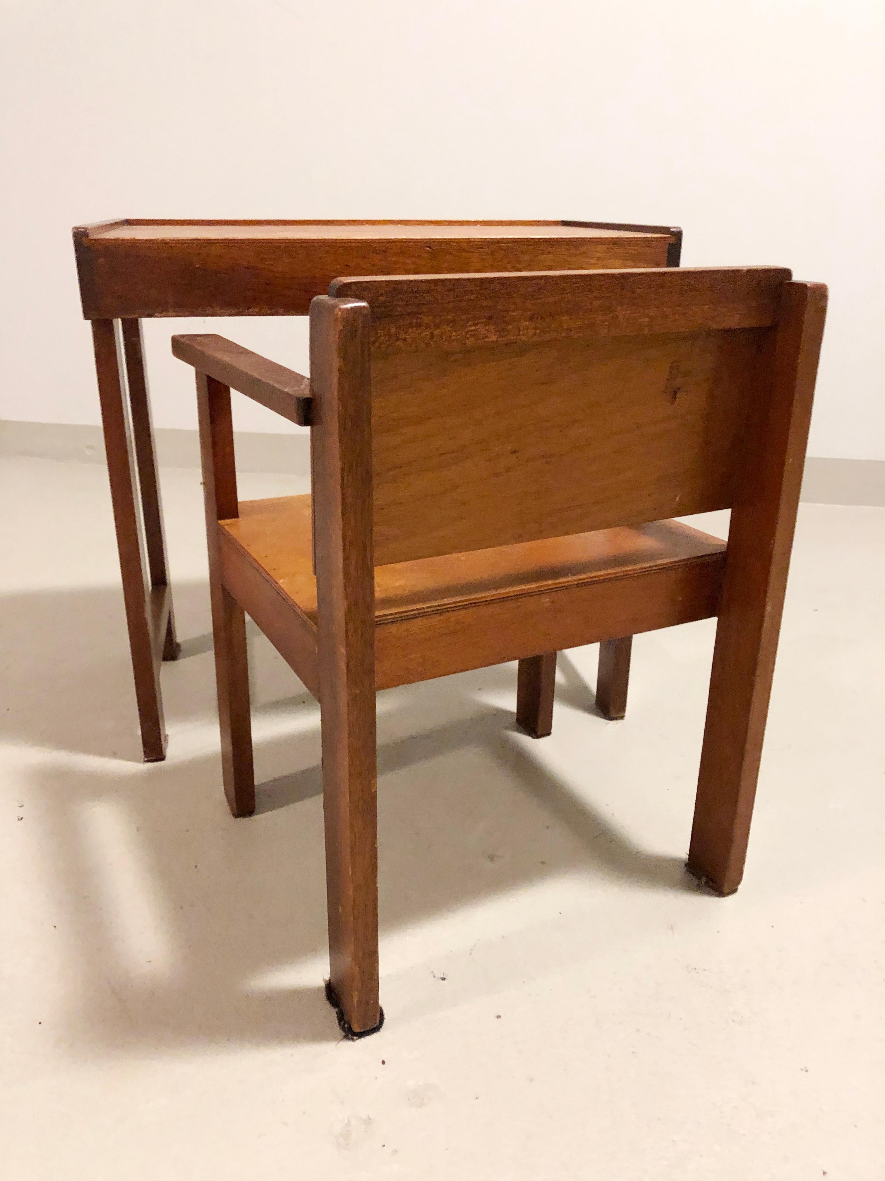 1920s Amsterdam School childrens (wood) armchair & desk - Berlage - De Stijl 6