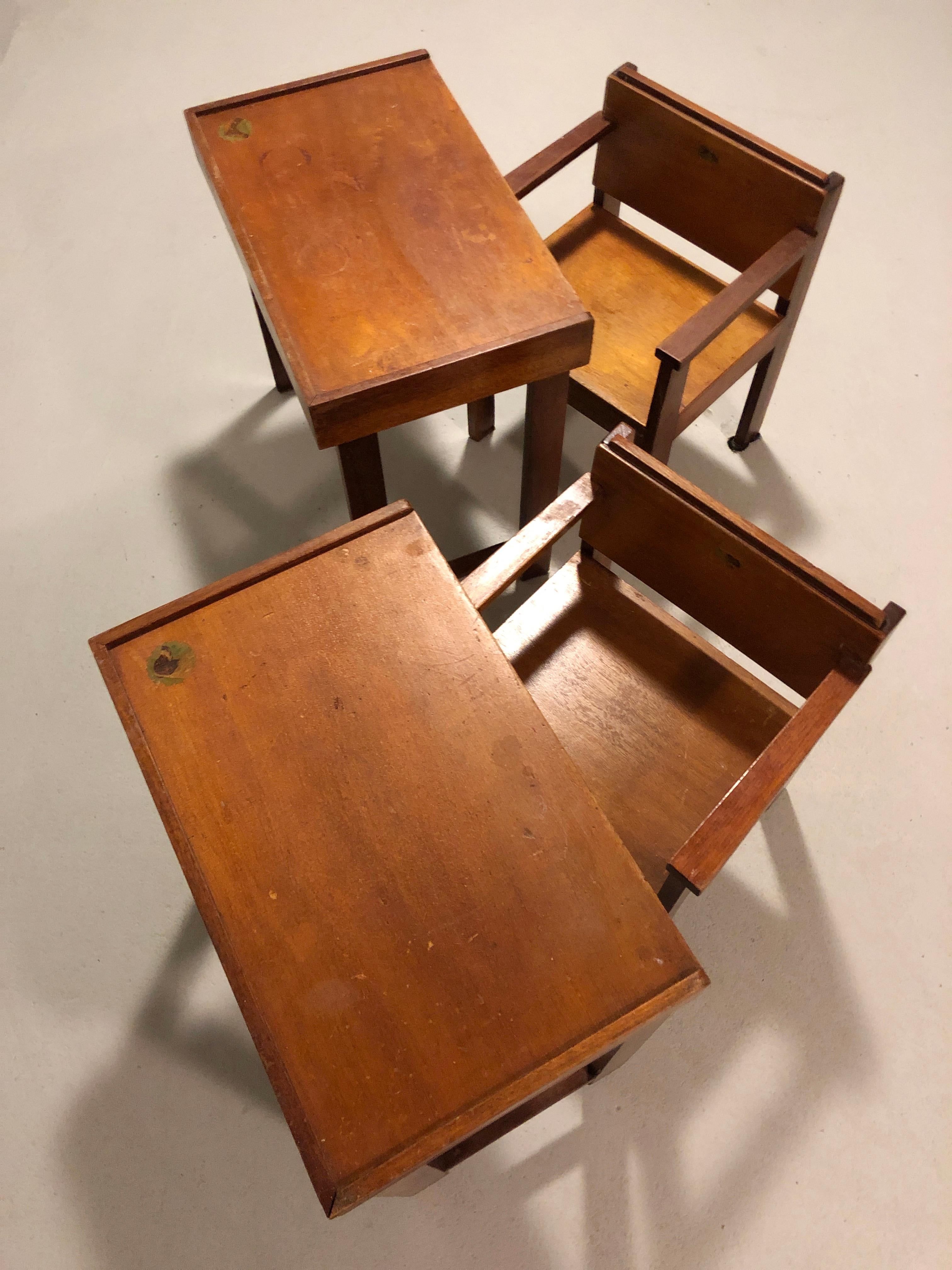 1920s Amsterdam School childrens (wood) armchair & desk - Berlage - De Stijl 9