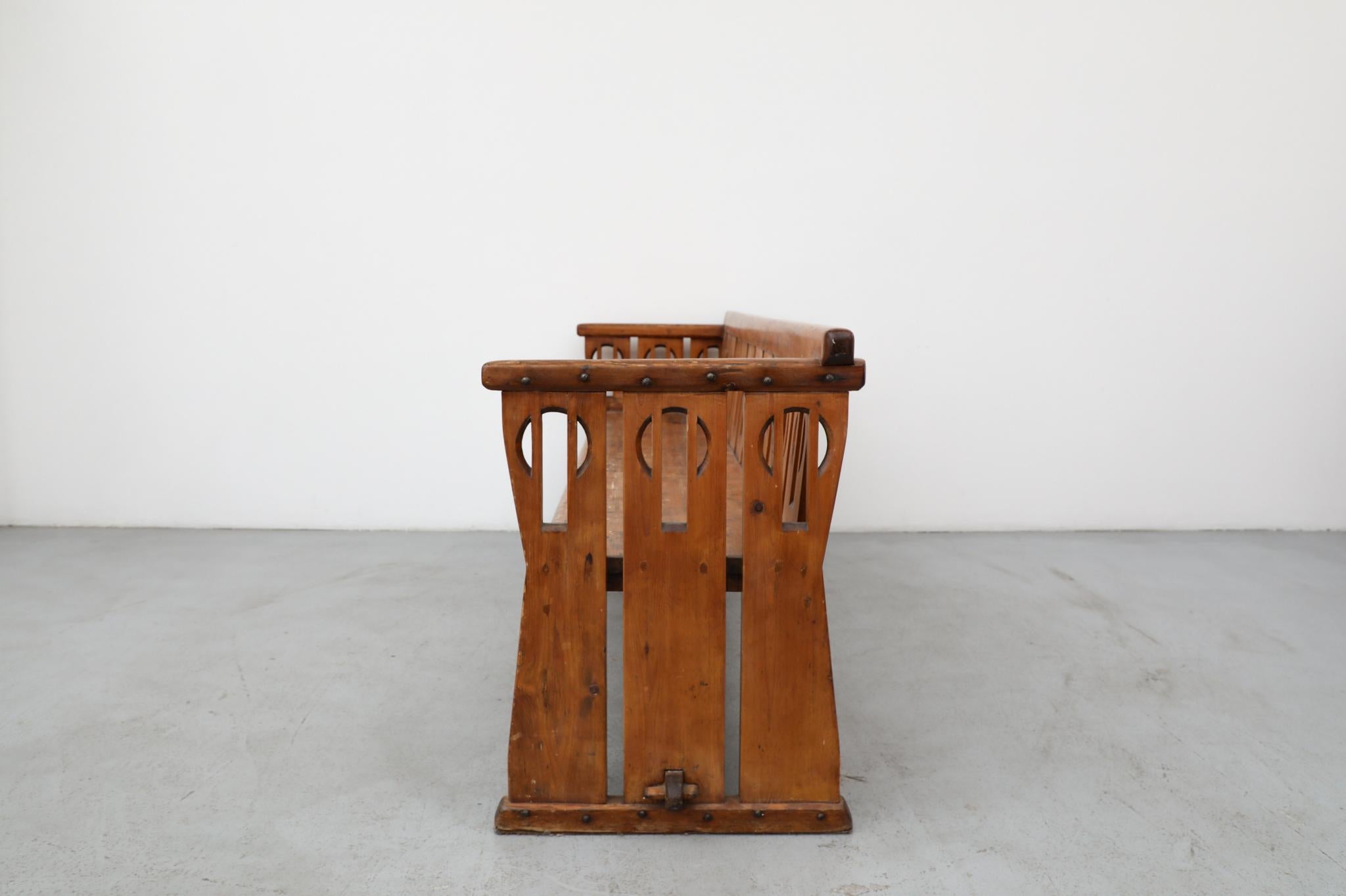 Art déco Banc en bois décoré de l'école d'Amsterdam des années 1920 en vente