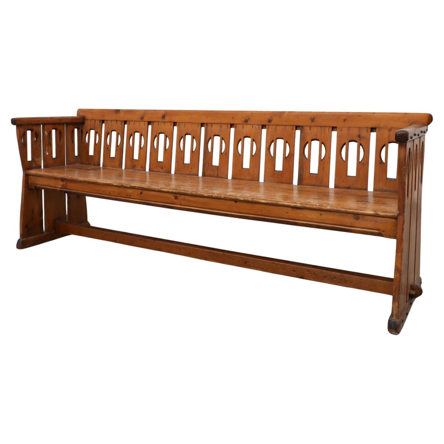 Panchina o banco in legno decorato della scuola di Amsterdam degli anni '20