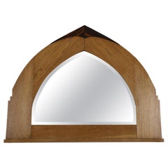 1920s Amsterdam School Pope's Hat Arched Mirror in Oak and Ebony