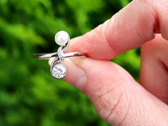 1920s Antique 0.26ct Diamond and Pearl 12k Yellow Gold Ring