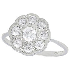 1920s Antique 1.01 Carat Diamond and White Gold Cluster Ring
