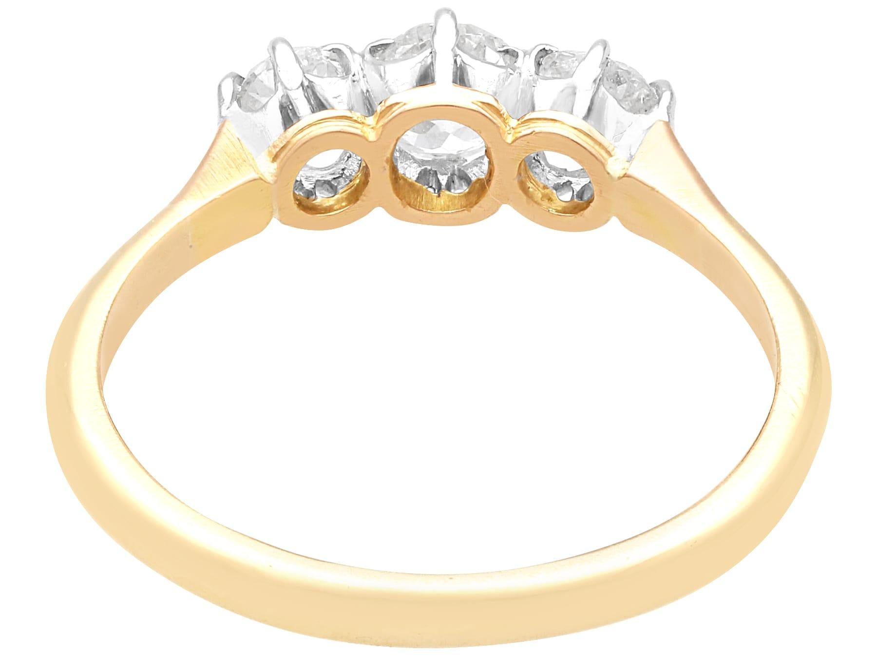 1920er Jahre Antiker 1,14 Karat Diamant und 9k Gelbgold Trilogy-Ring im Zustand „Hervorragend“ im Angebot in Jesmond, Newcastle Upon Tyne
