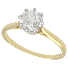 1920s Antique 1.25 Carat Diamond and Yellow Gold Platinum Set Solitaire Ring