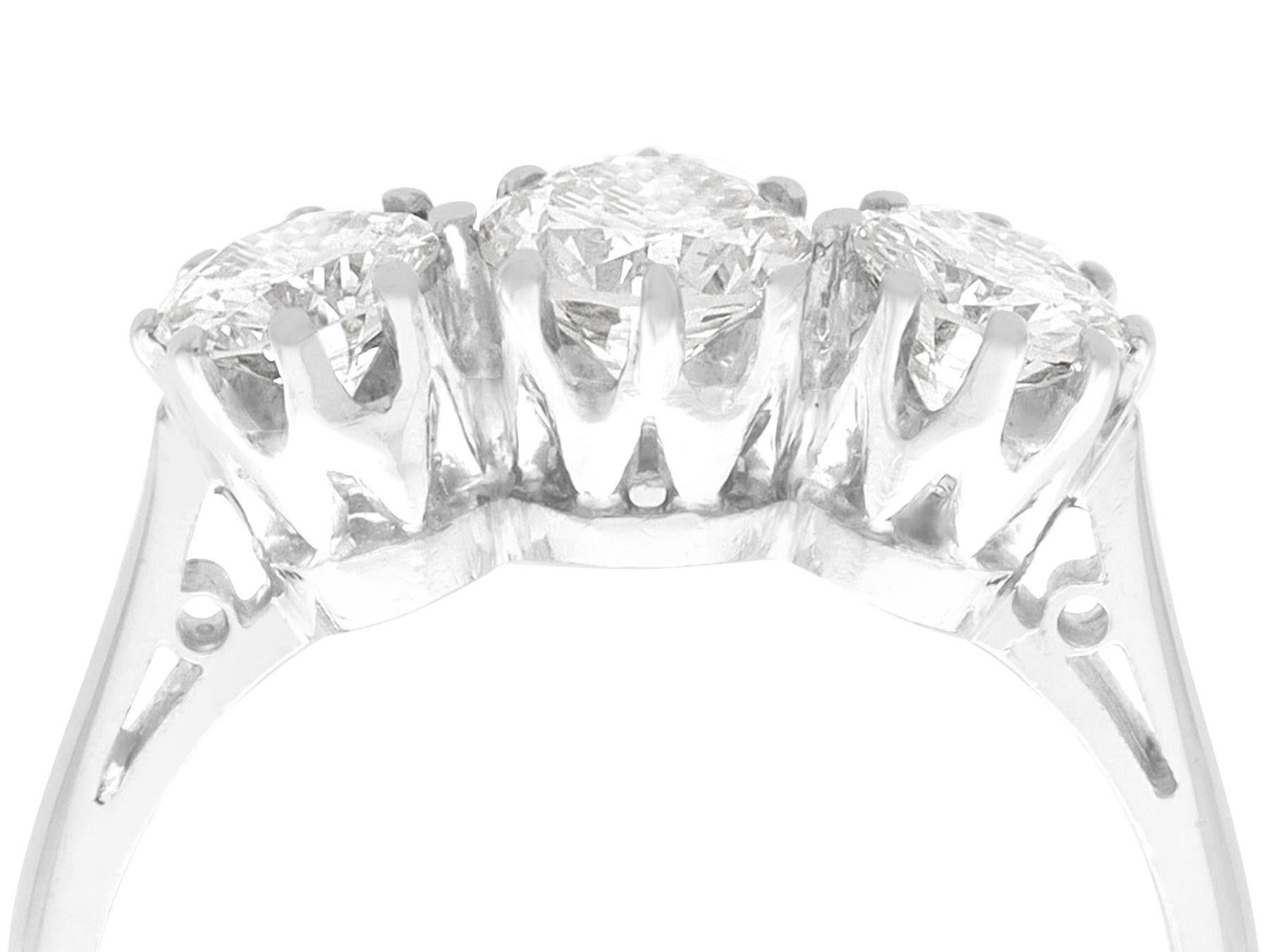 A stunning, fine and impressive 1.44 carat diamond and 18 karat white gold trilogy ring; part of our diverse antique jewellery and estate jewelry collections

This fine and impressive diamond three stone ring has been crafted in 18k white gold.

The