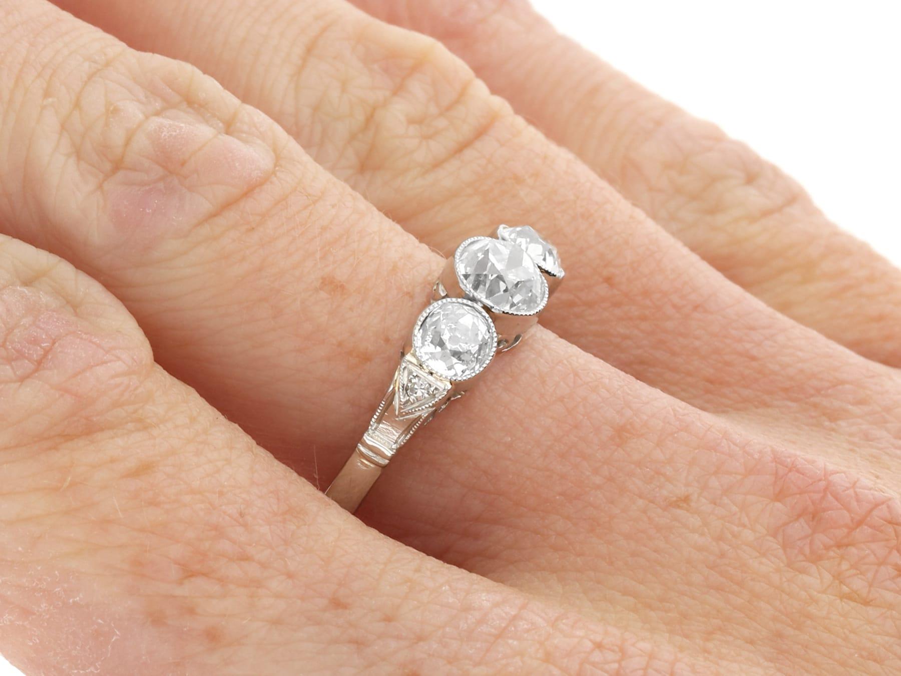 1920s Antique 1.49 Carat Diamond and Platinum Trilogy Ring  For Sale 3