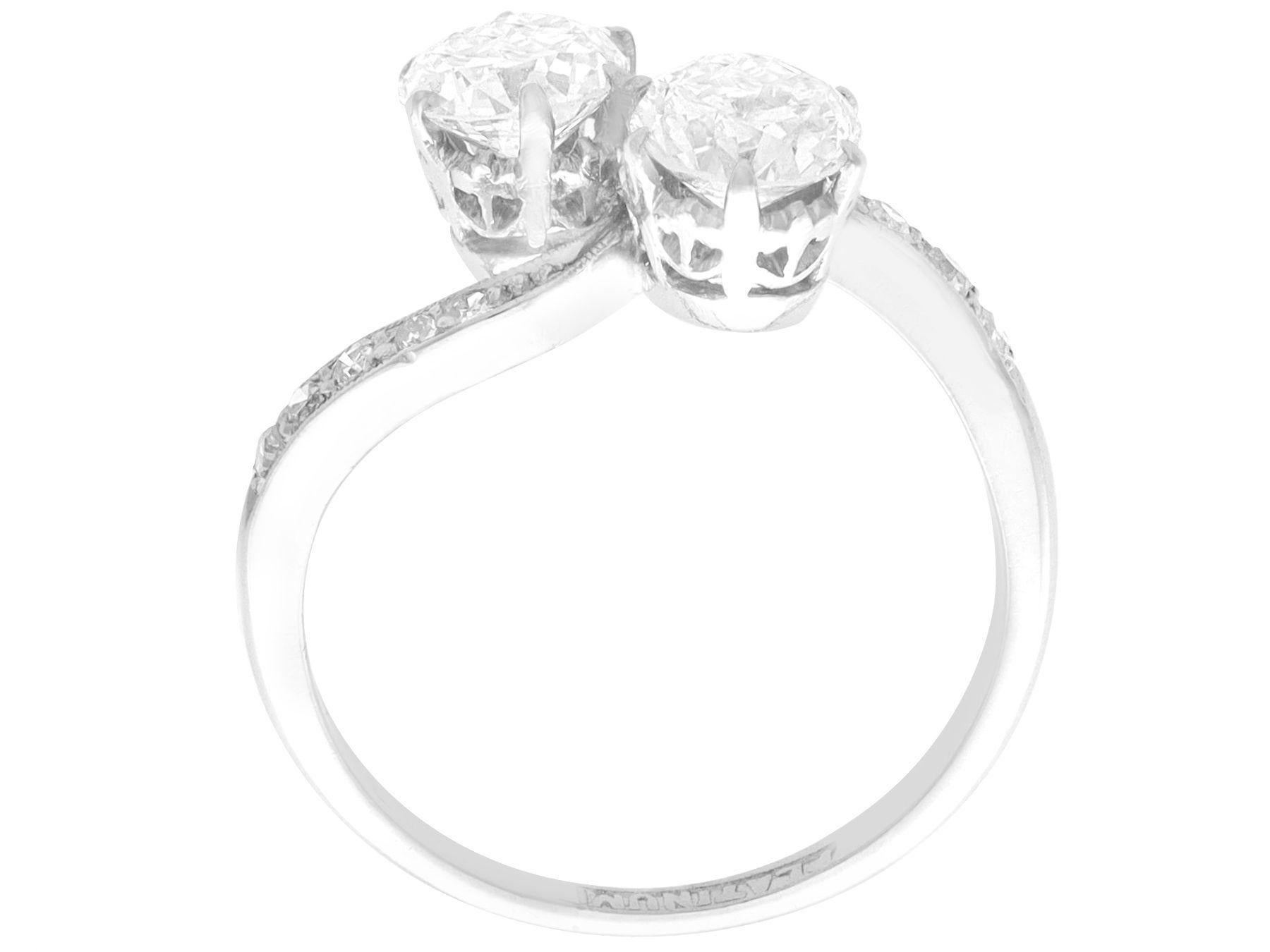 Women's or Men's 1920s Antique 1.53 Carat Diamond and Platinum Twist Engagement Ring For Sale