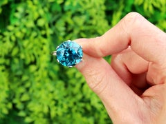 Anello di fidanzamento antico con zircone e diamante solitario in platino da 16,60 carati