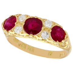 1920s Antique 1.85 Carat Ruby and Diamond Yellow Gold Cocktail Ring
