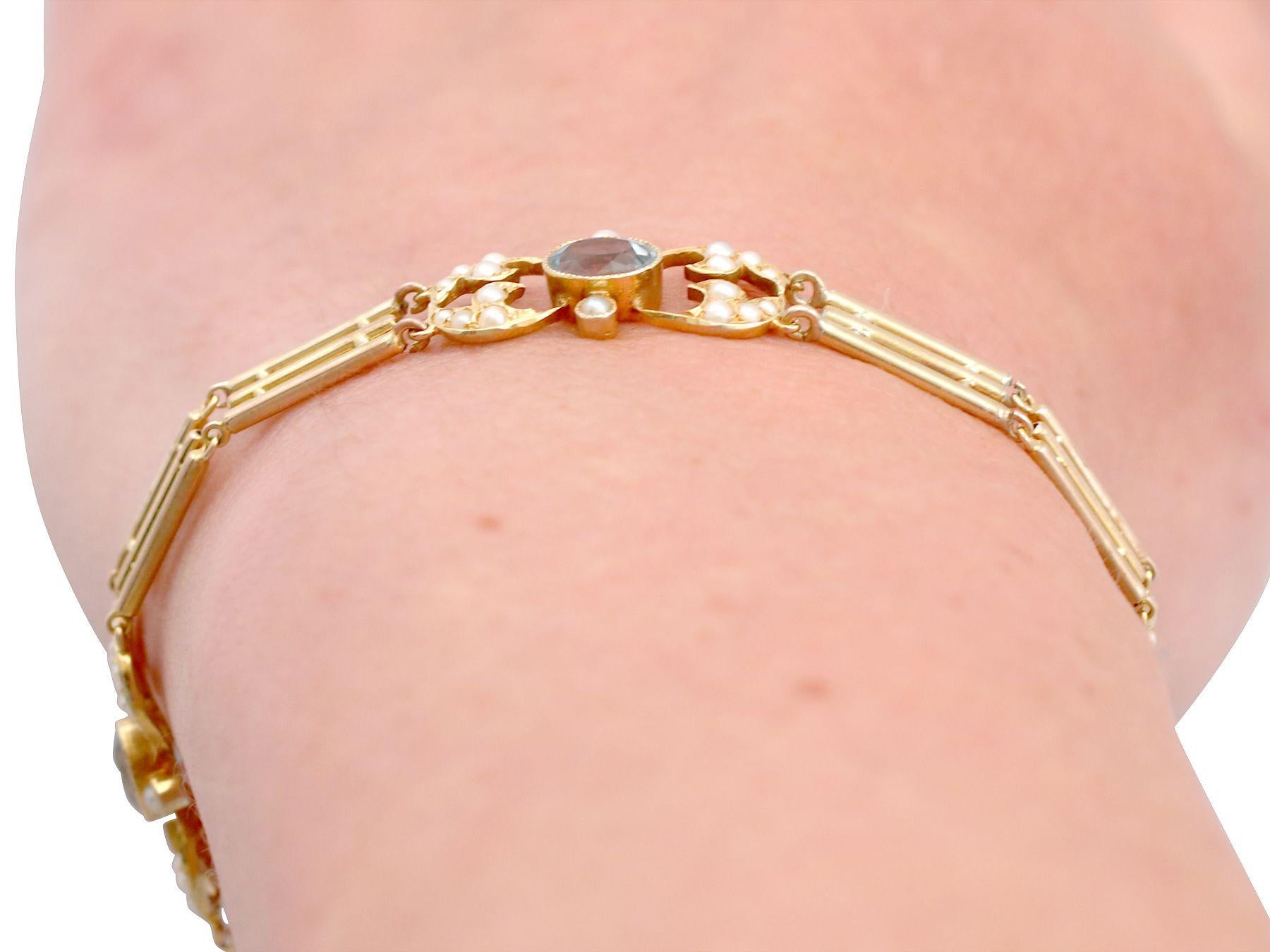 Bracelet en or jaune des années 1920 avec aigue-marine et perles de rocaille de 2,55 carats en vente 6