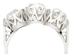 1920s Antique 3.72 Carat Diamond and Platinum Trilogy Ring