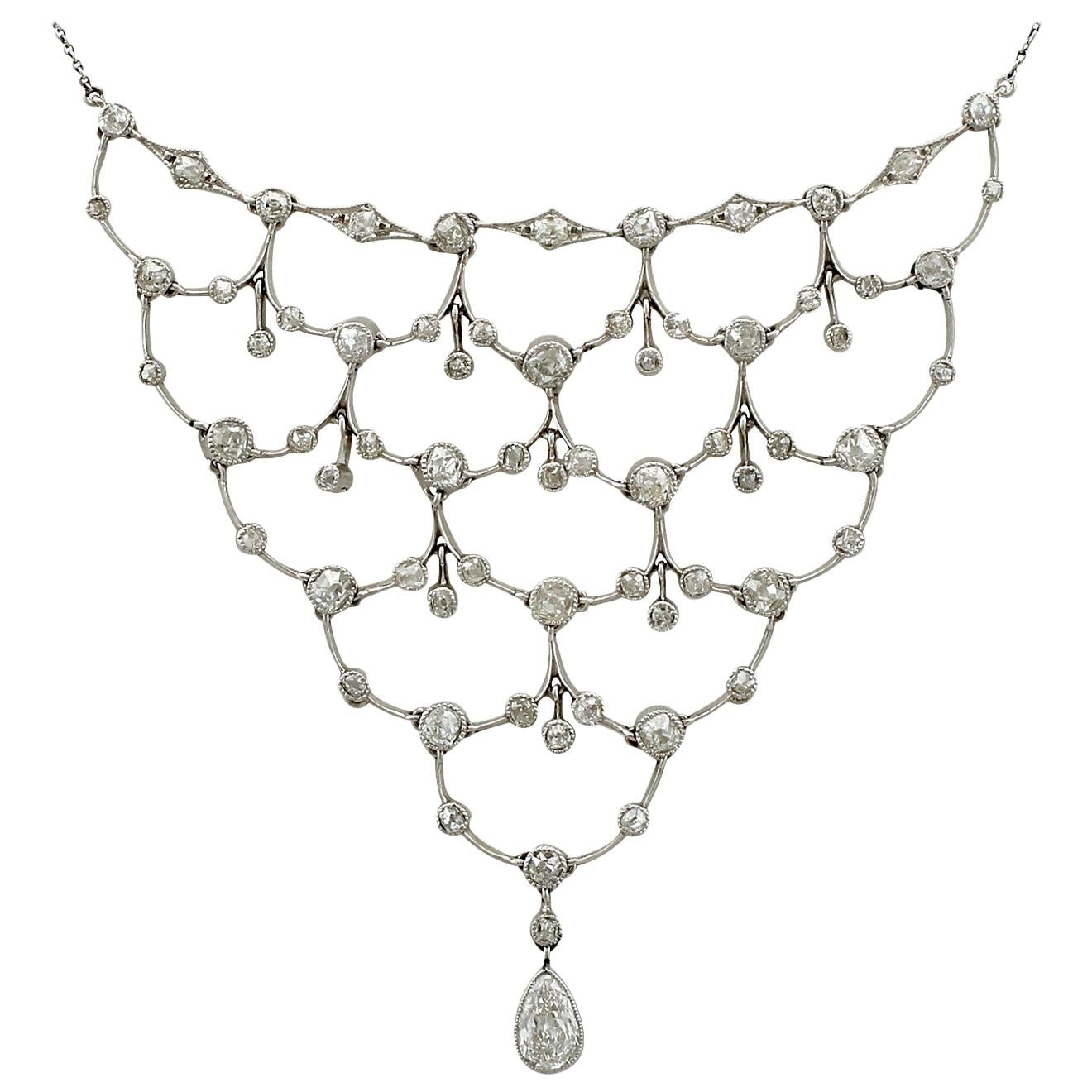 1920s Antique 4.40 Carat Diamond and Platinum Necklace