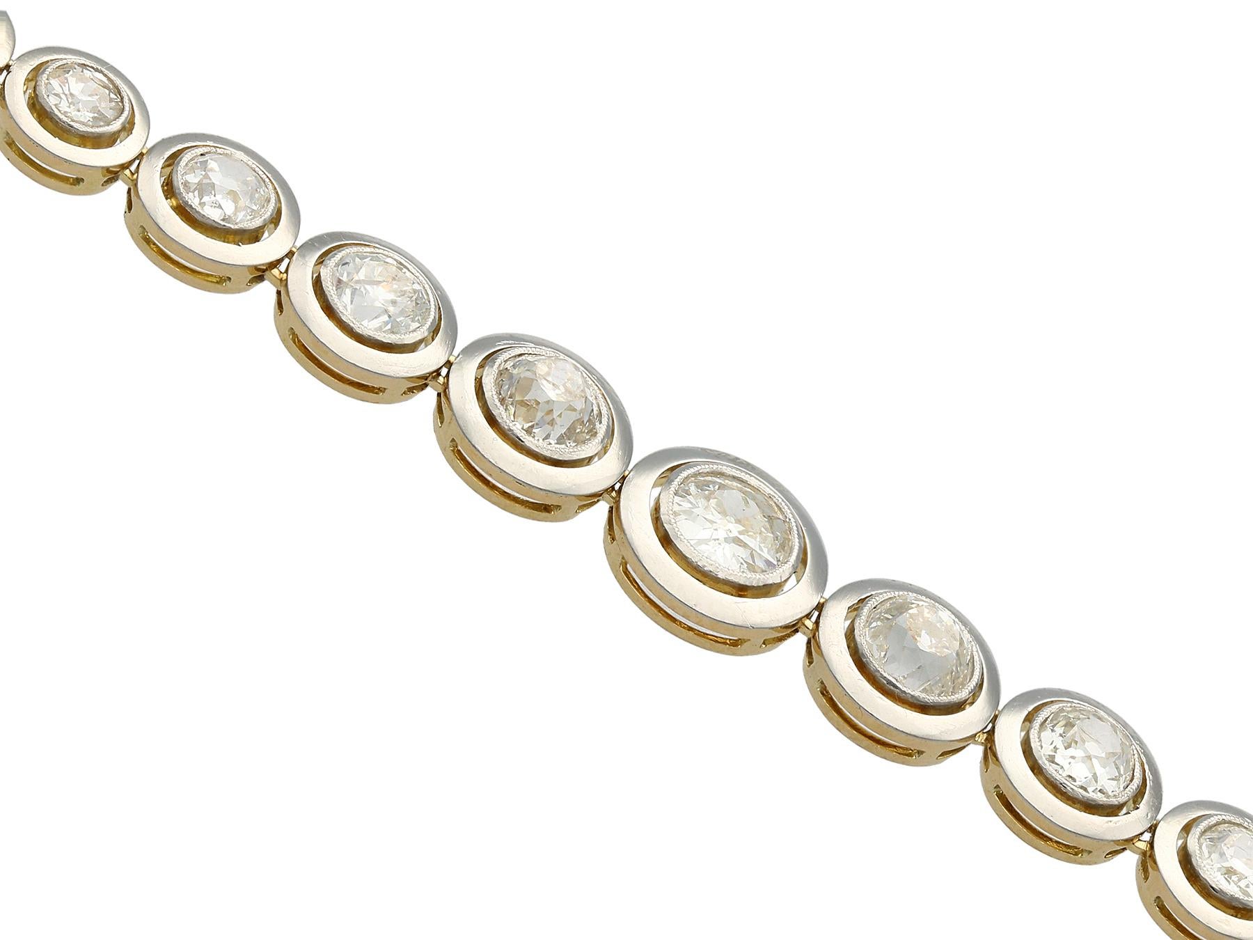 Women's or Men's 1920s Antique 4.19 Carat Diamond and Yellow Gold and Platinum Set Bracelet