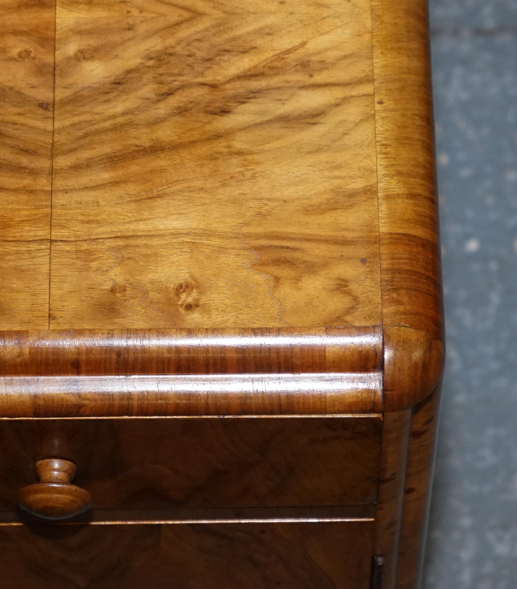 1920'S ANTIQUE ART DECO BURR WALNUT BEDSiDE NIGHTSTAND WITH CUPBOARD 4