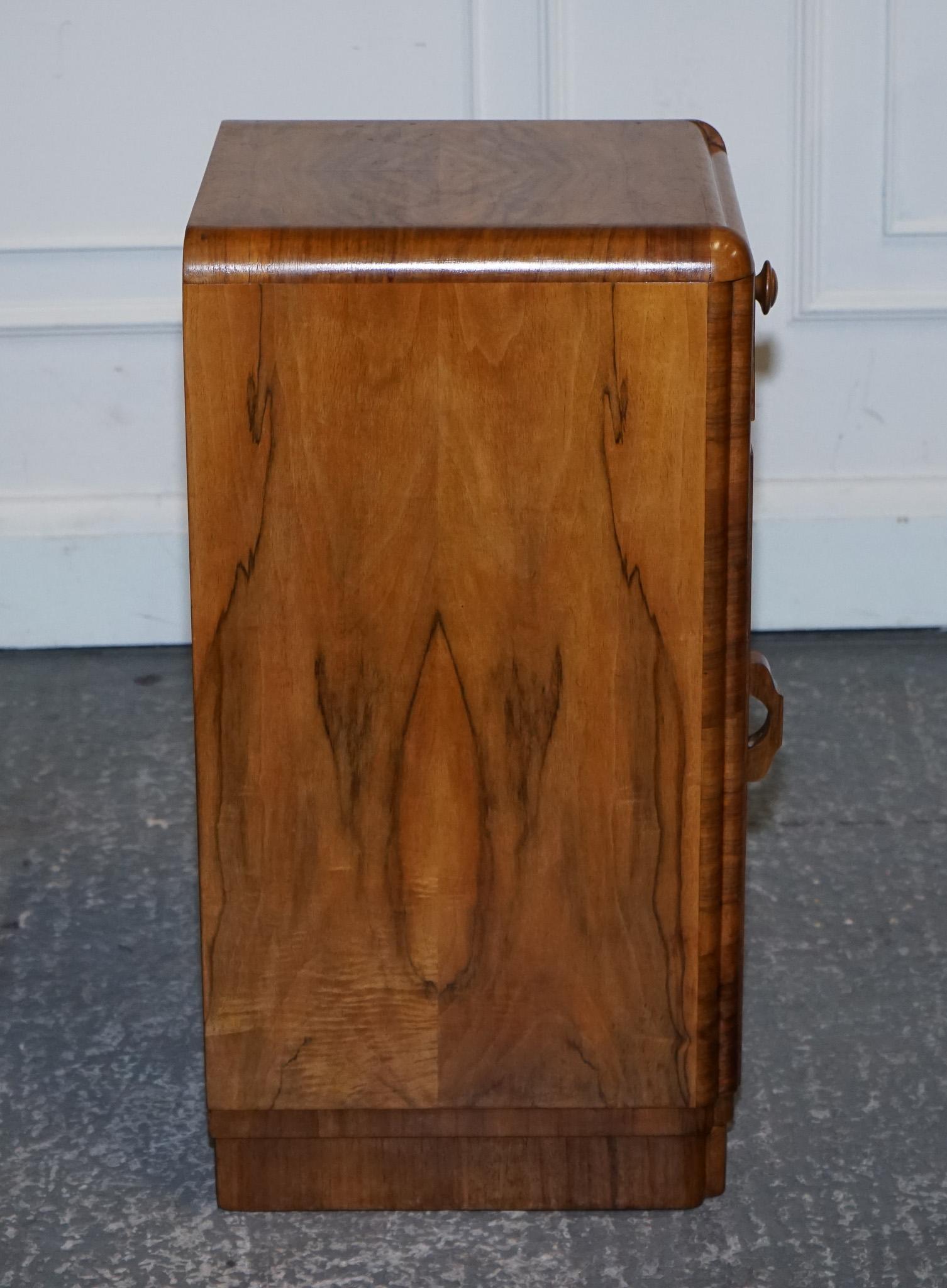1920'S ANTIQUE ART DECO BURR WALNUT BEDSiDE NIGHTSTAND WITH CUPBOARD 5