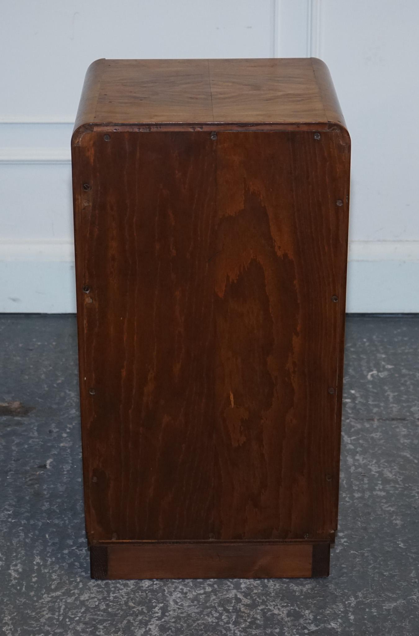 1920'S ANTIQUE ART DECO BURR WALNUT BEDSiDE NIGHTSTAND WITH CUPBOARD 7