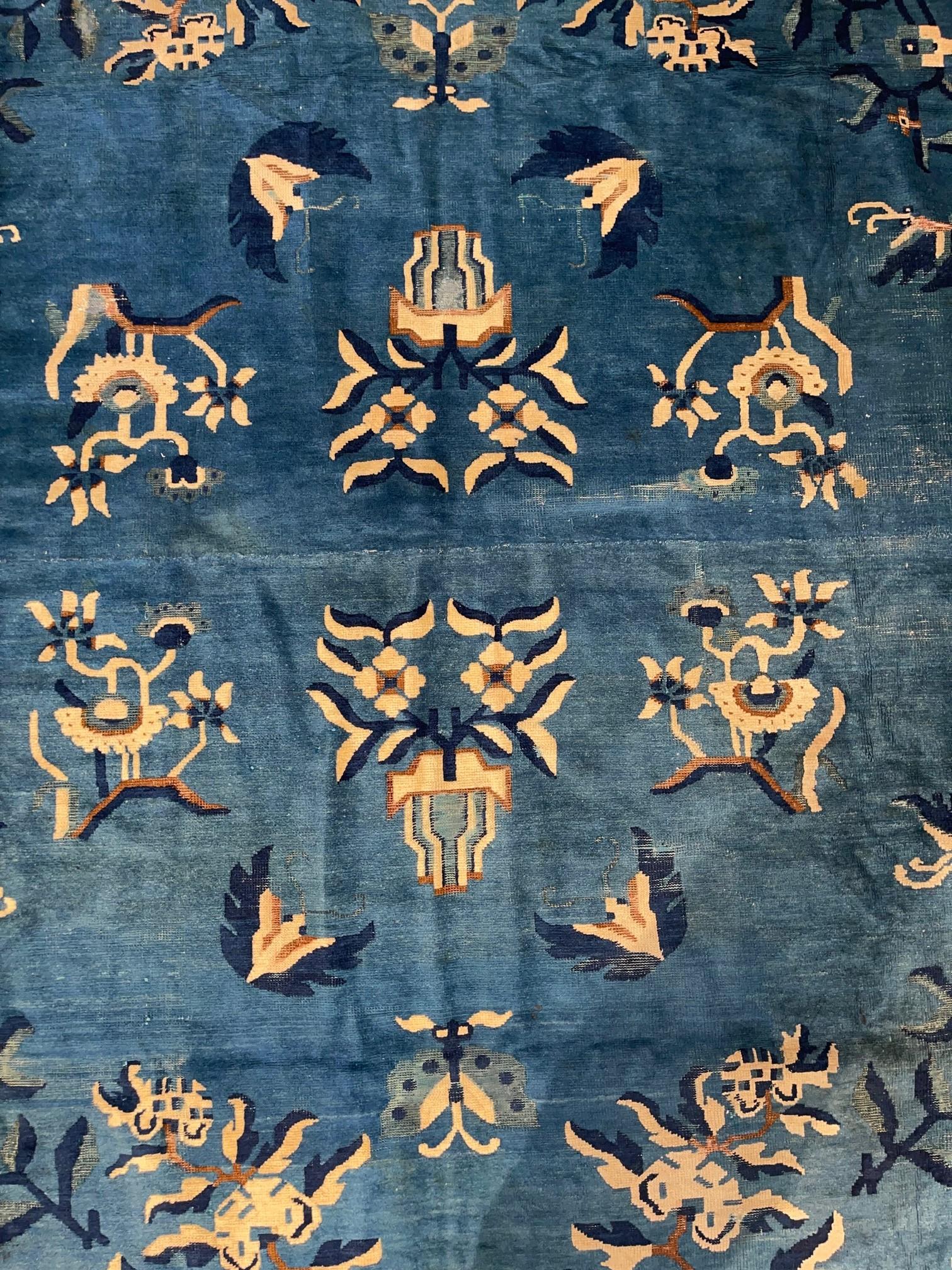 1920er Jahre Antike Art Deco Chinesischer Teppich (Chinese Chippendale) im Angebot