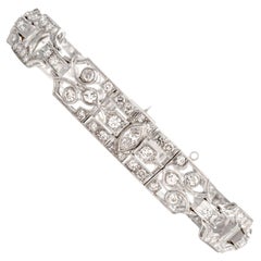 Antique M. Waslikoff & Sons Art Deco Diamond Platinum Link Bracelet