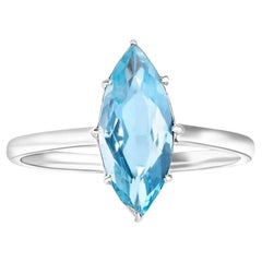 1920s Antique Art Deco Platinum Marquise Aquamarine Engagement Ring