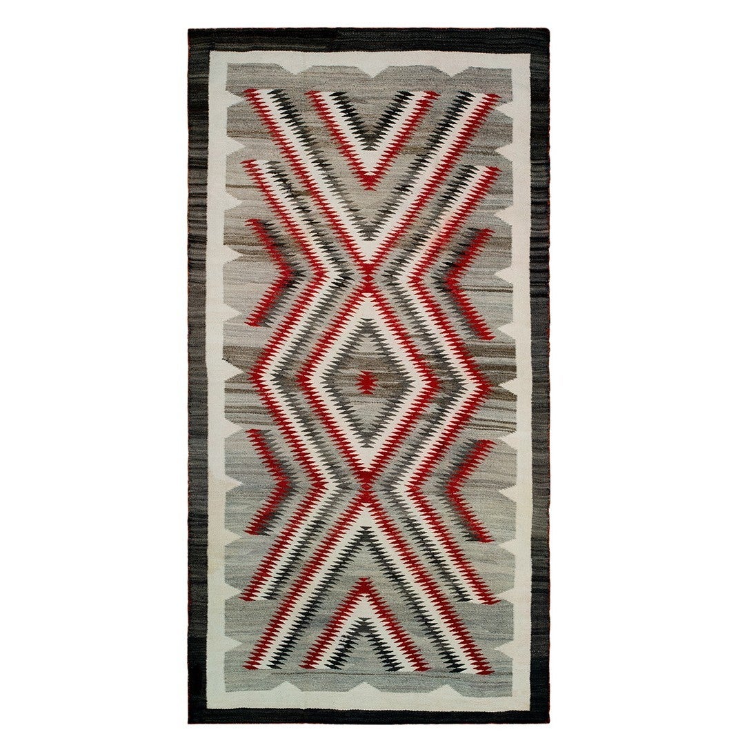 1920s Antique Artistic Tribal Geometric Flatweave Native American Navajo Rug For Sale