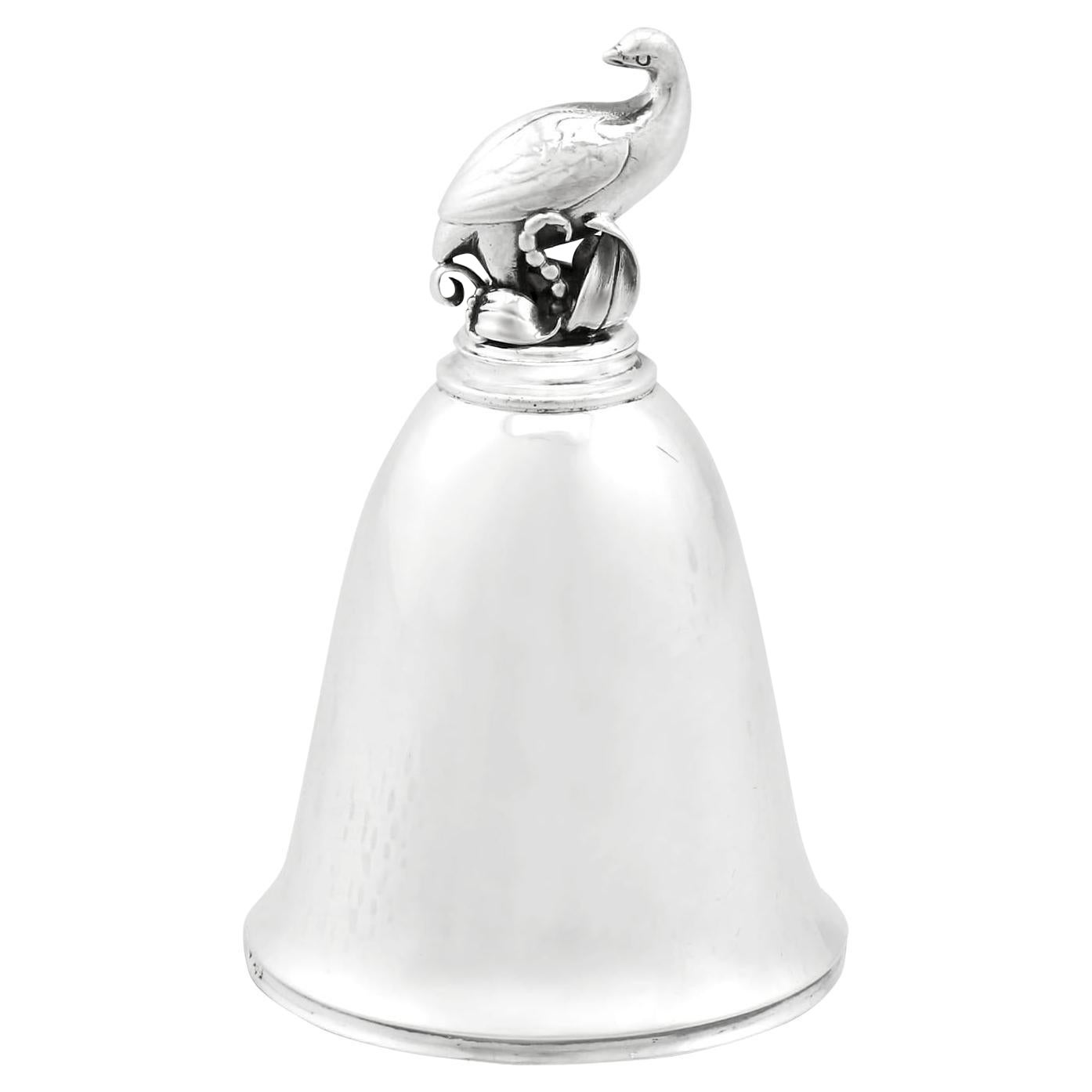 1920s Antique Arts & Crafts Danish Sterling Silver Table Bell