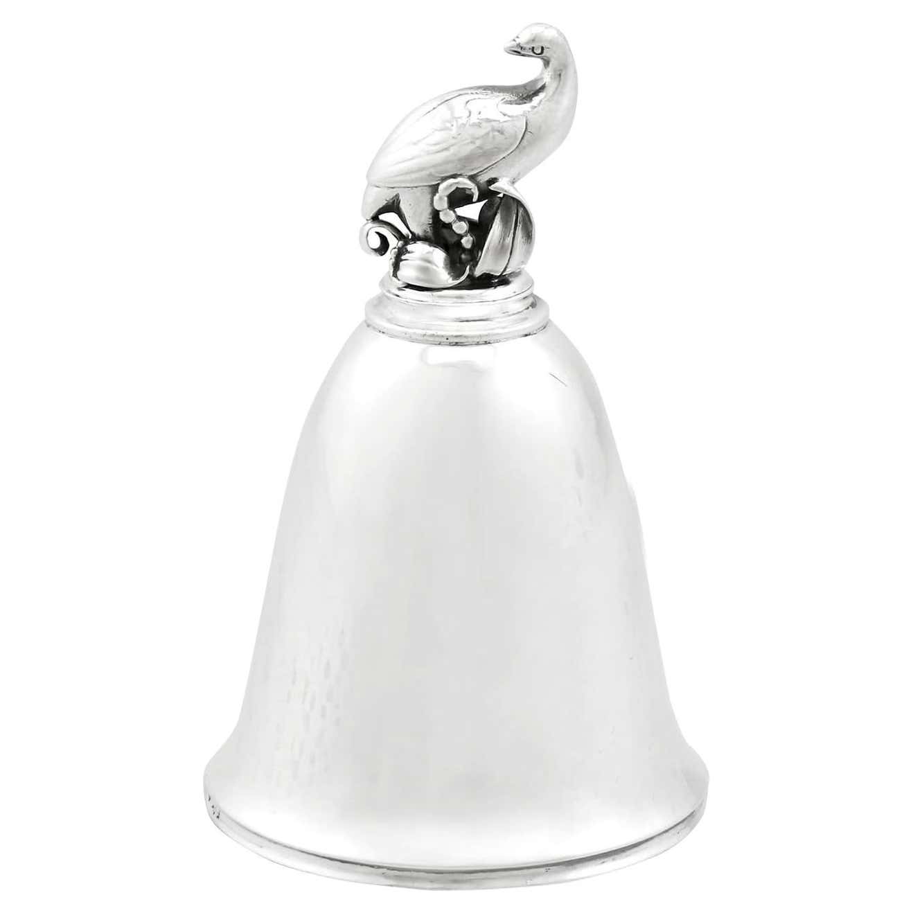 1920s Antique Arts and Crafts Danish Sterling Silver Table Bell For ...