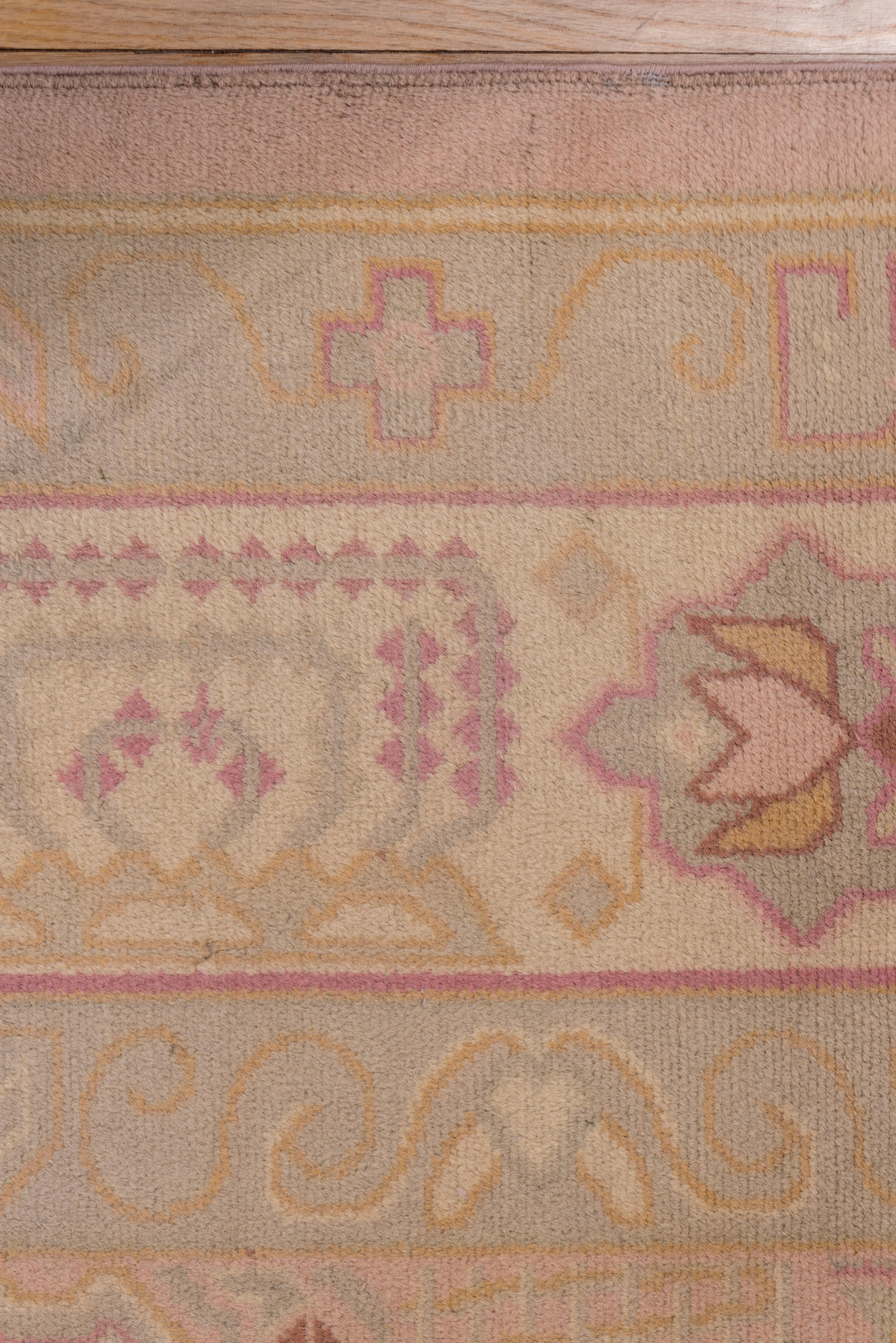 Antiker österreichischer Teppich aus den 1920er Jahren im Jugendstil, rosa-grün und gelbe Farbtöne (Frühes 20. Jahrhundert) im Angebot