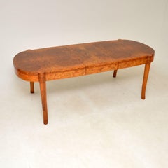 1920s Antique Burr Walnut Dining Table & Chairs by Hille