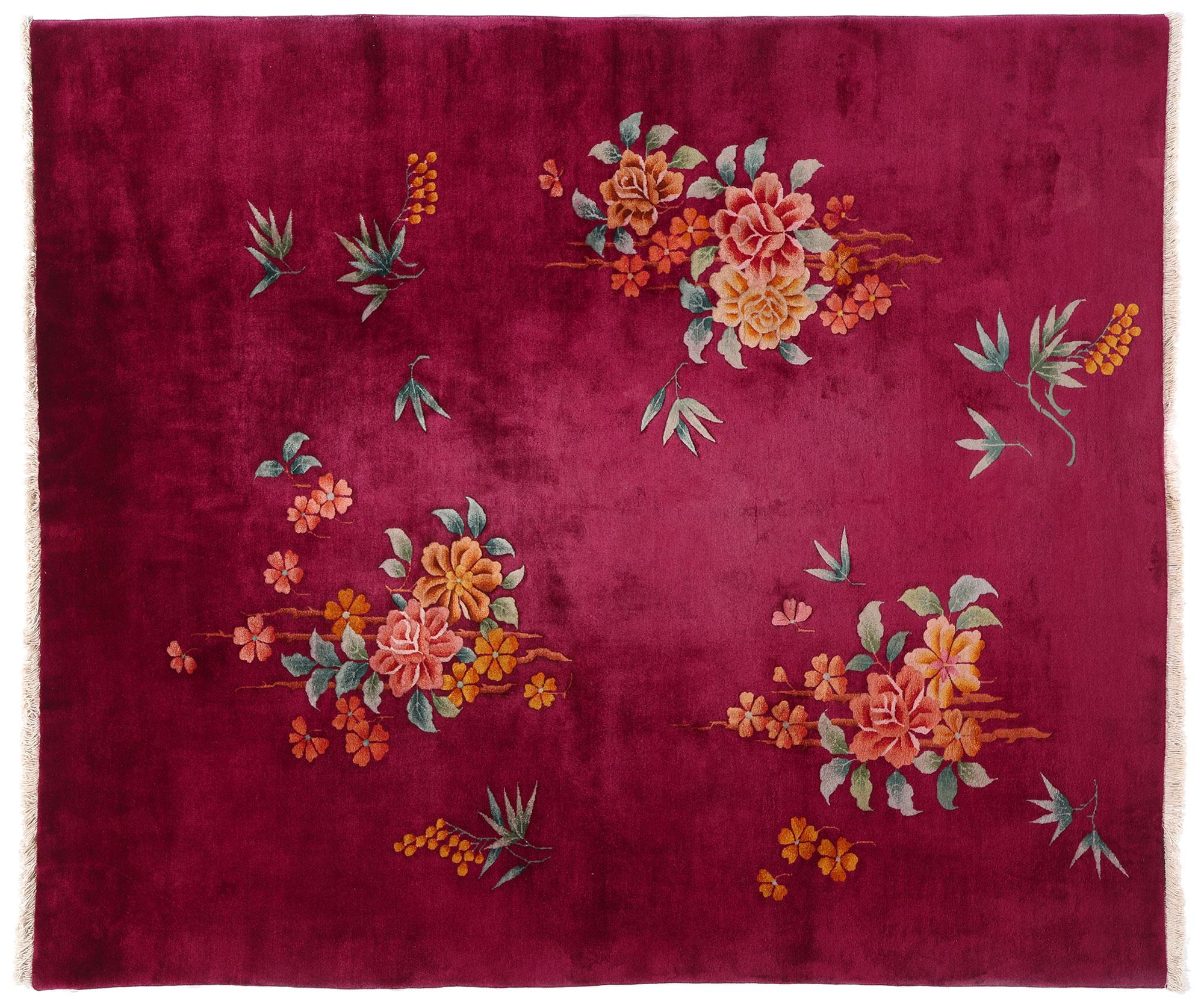 Alfombra china antigua Art Decó de 1920 de estilo maximalista en venta 3