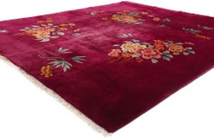 1920's Antique Chinese Art Deco Carpet with Maximalist Style