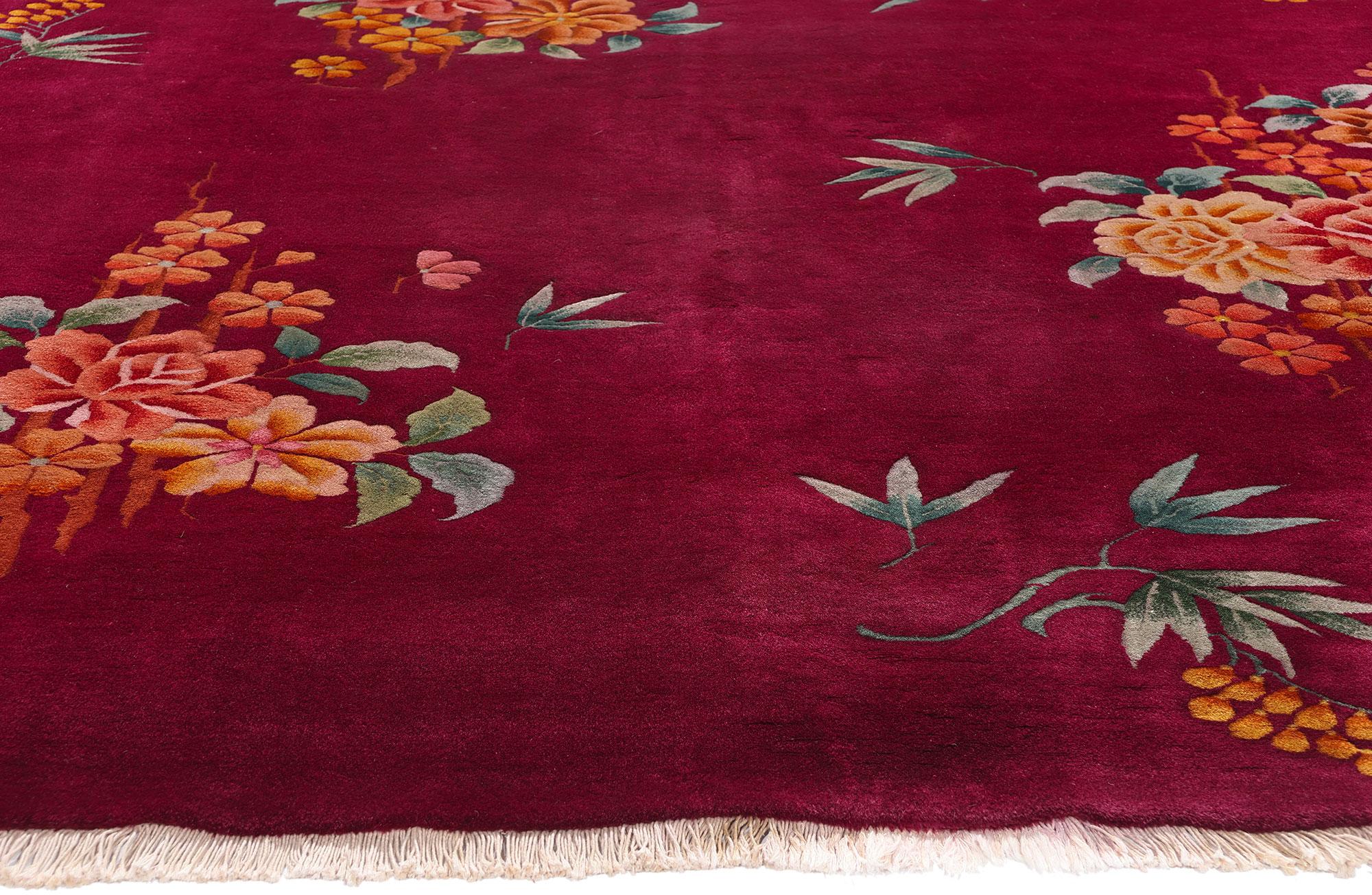 Alfombra china antigua Art Decó de 1920 de estilo maximalista Anudado a mano en venta