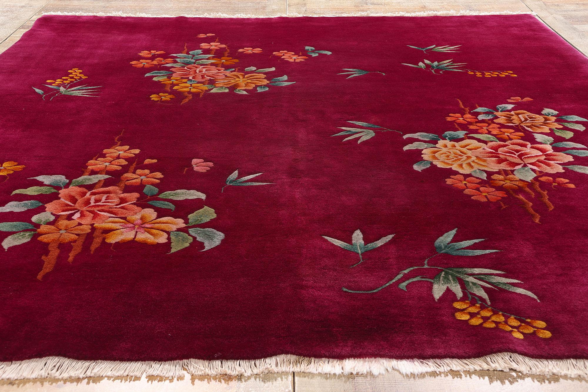 Alfombra china antigua Art Decó de 1920 de estilo maximalista en venta 1