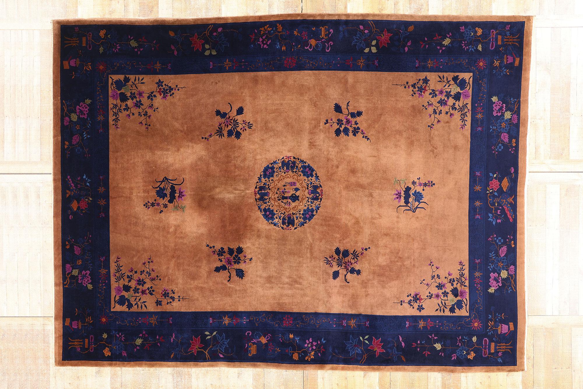 1920's Antique Chinese Art Deco Carpet with Traditional Style For Sale 4