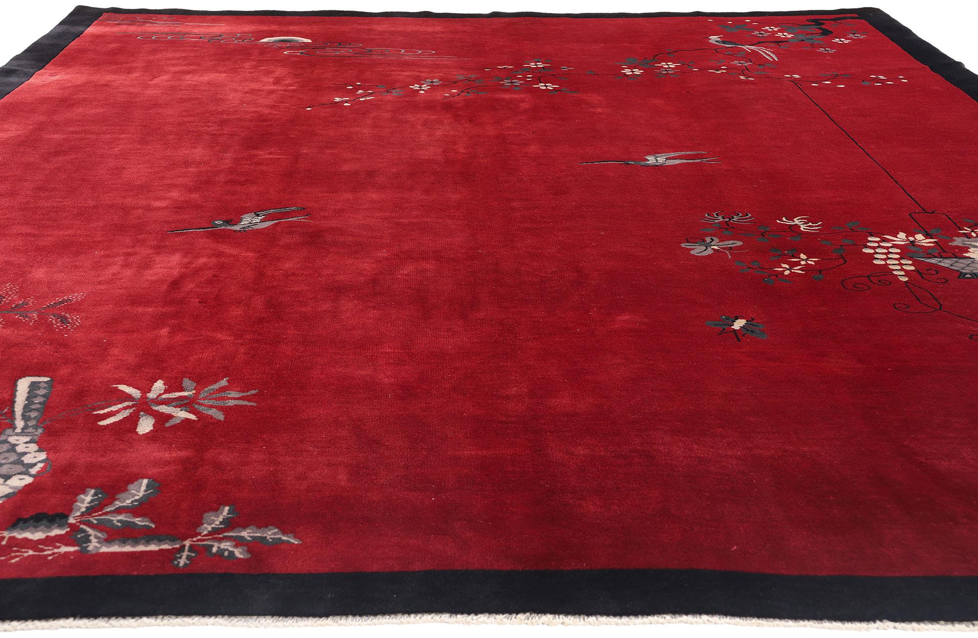 1920's Antiker Chinesischer Art Deco Teppich mit traditionellem Stil (Art déco) im Angebot