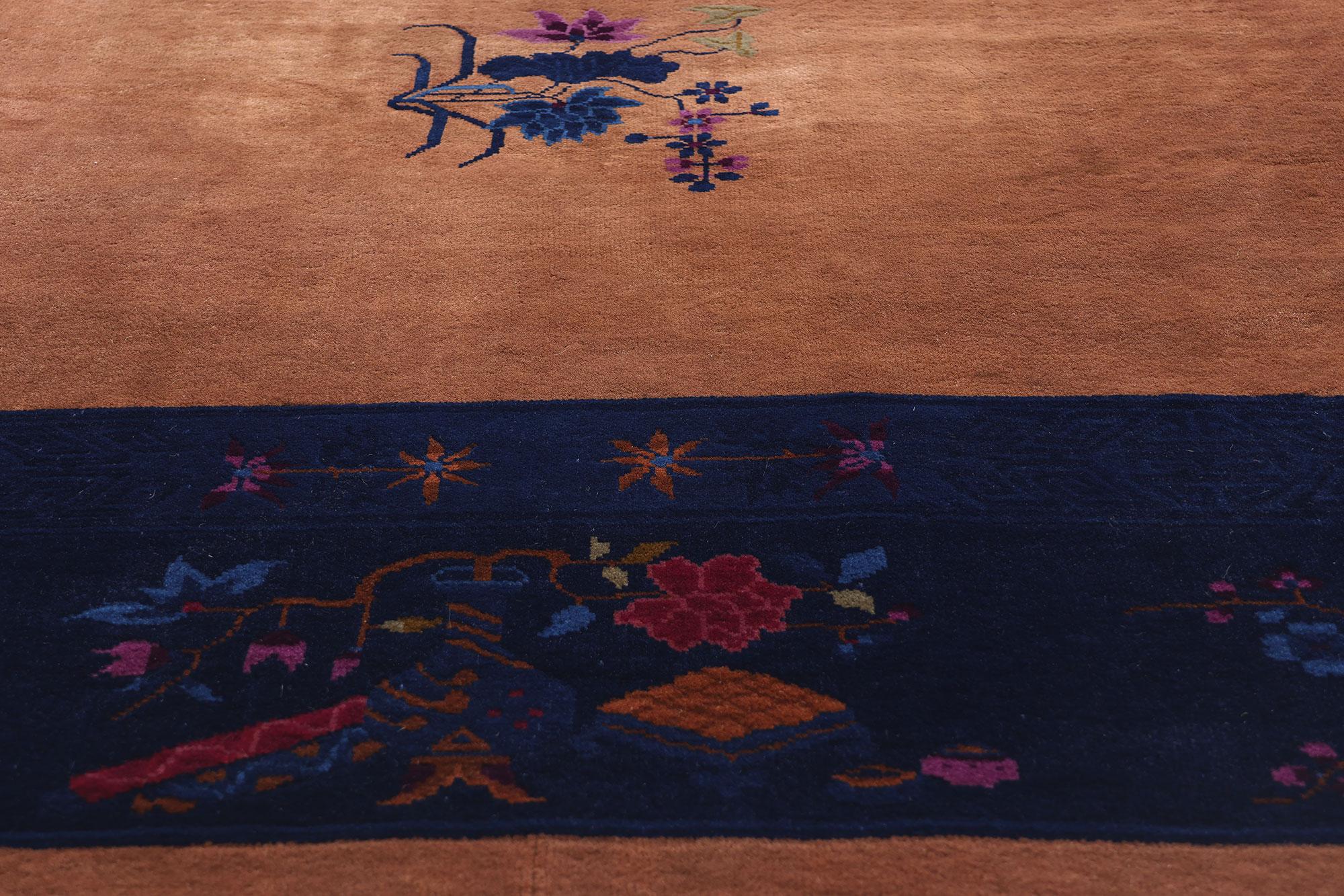 20th Century 1920's Antique Chinese Art Deco Carpet with Traditional Style For Sale