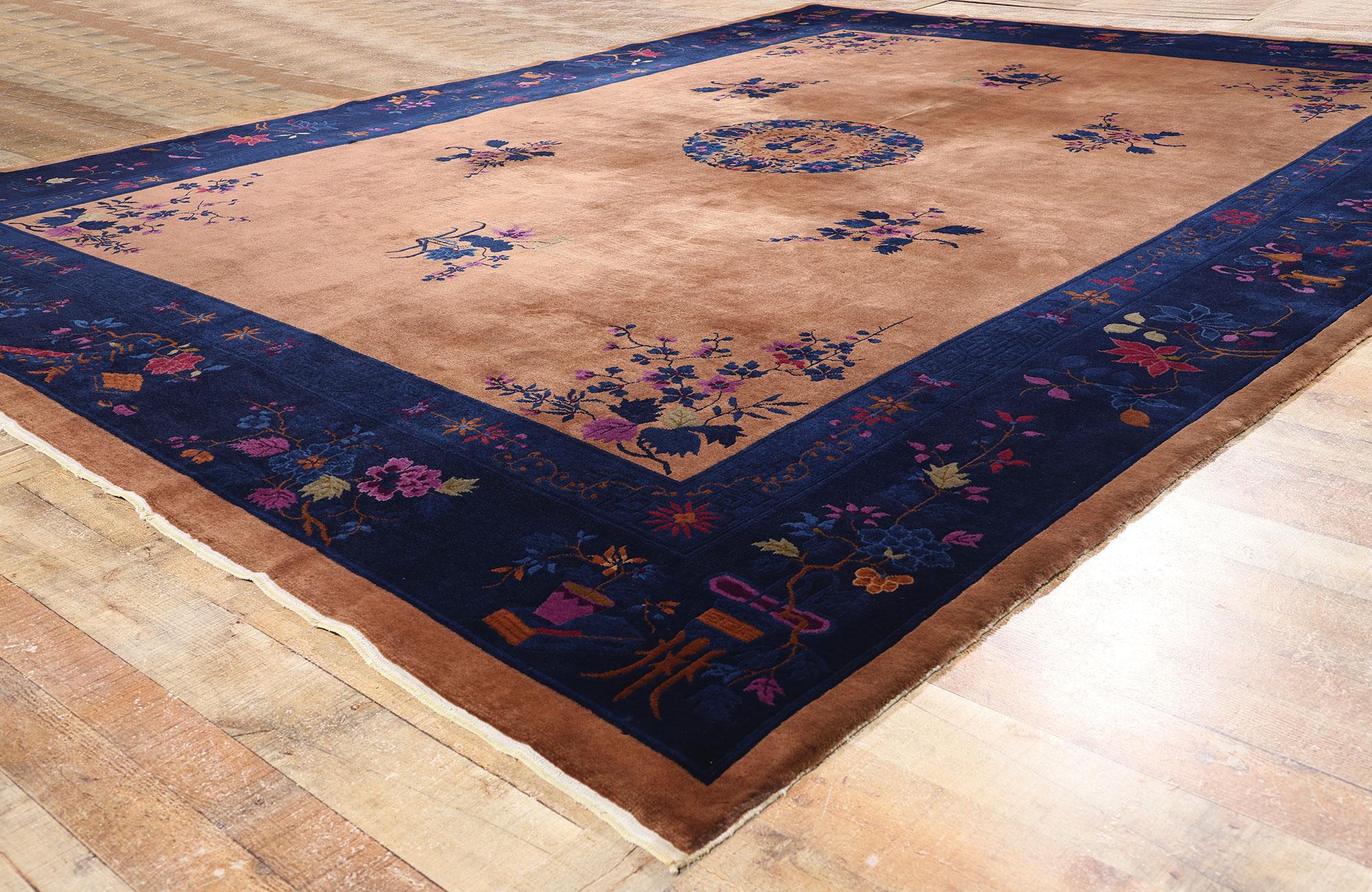 1920's Antique Chinese Art Deco Carpet with Traditional Style For Sale 2