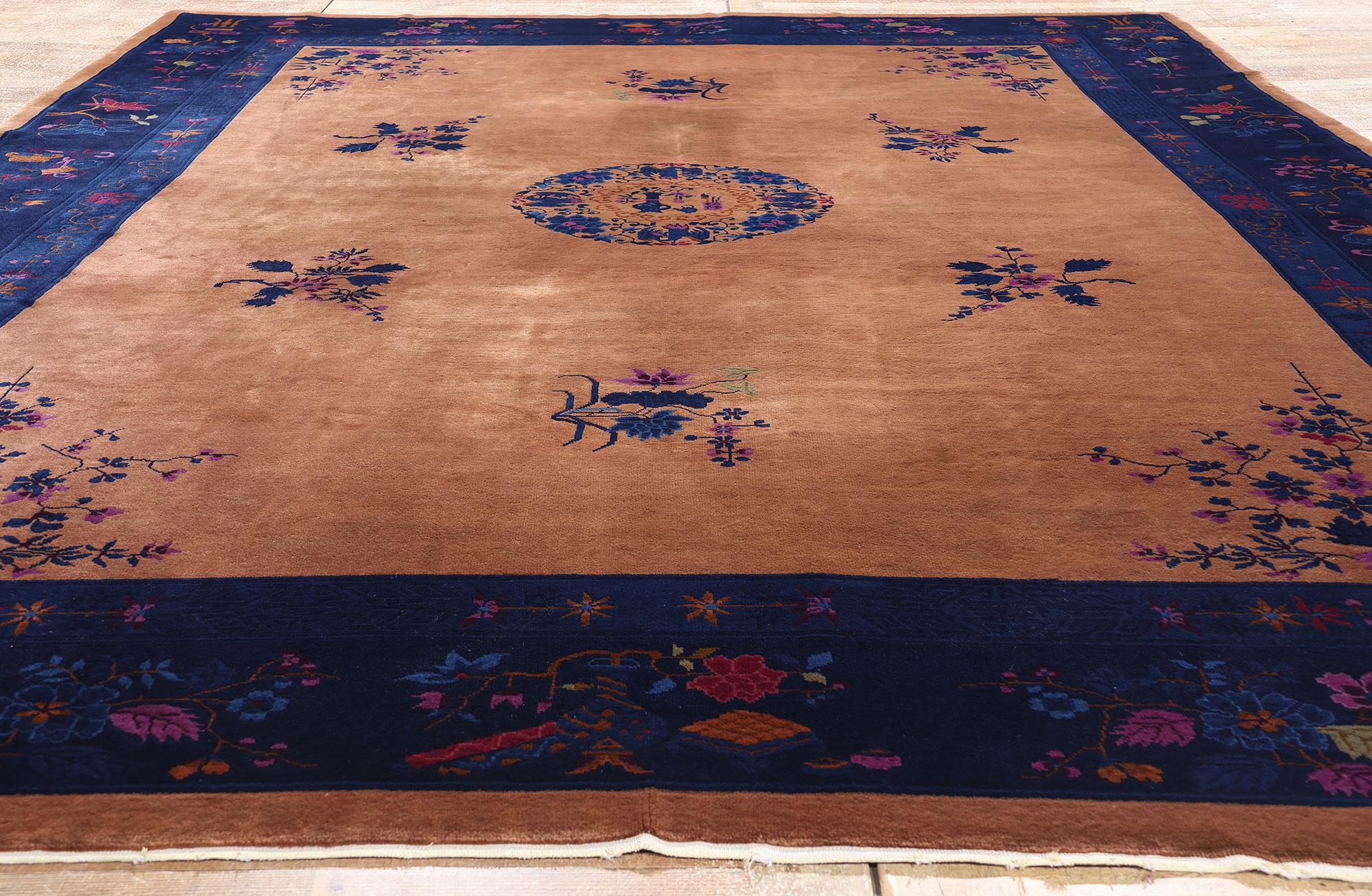 1920's Antique Chinese Art Deco Carpet with Traditional Style For Sale 3