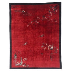 1920's Antique Chinese Art Deco Carpet with Traditional Style