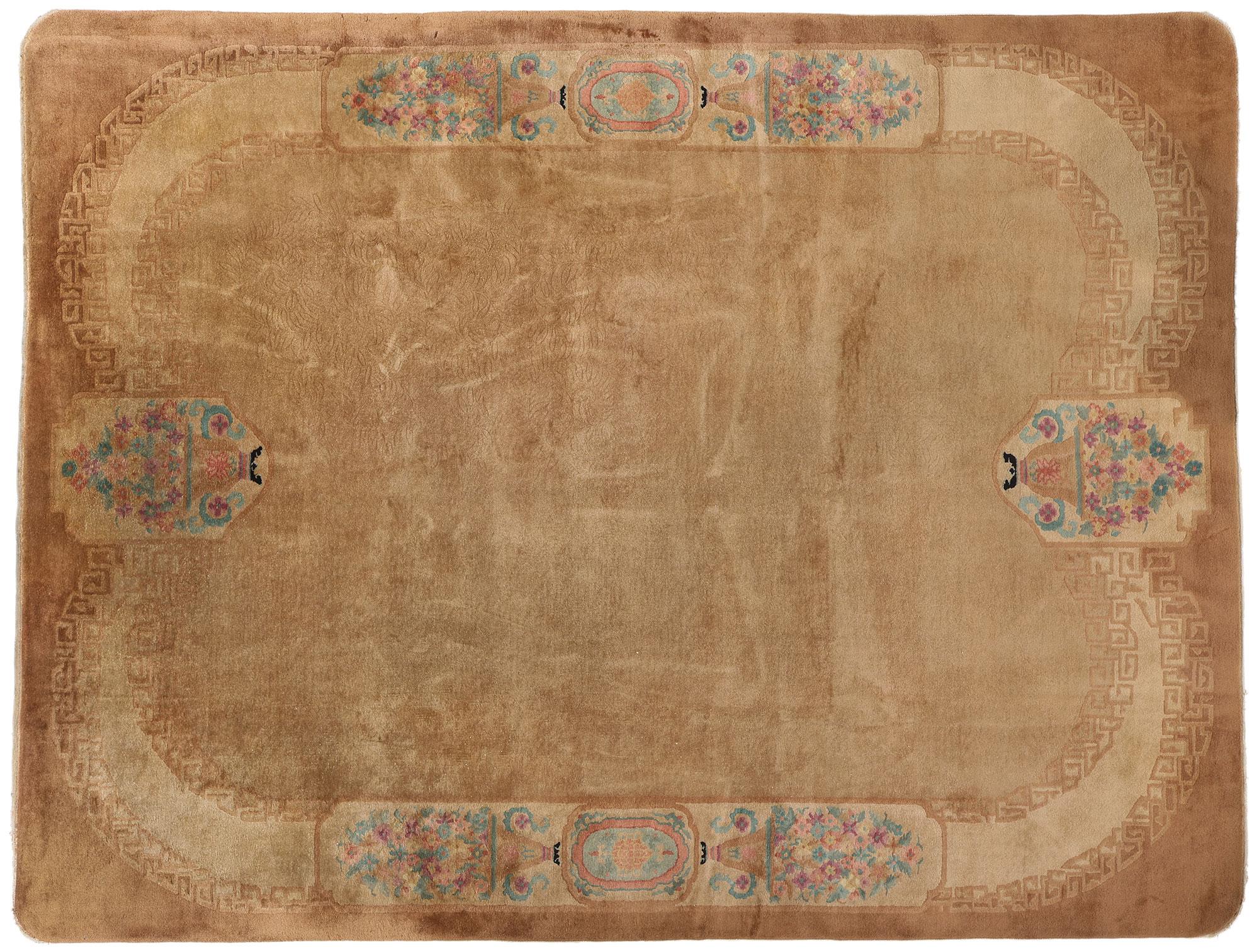 1920's Antique Chinese Art Deco Rug, 09'00 x 11'09 For Sale 3