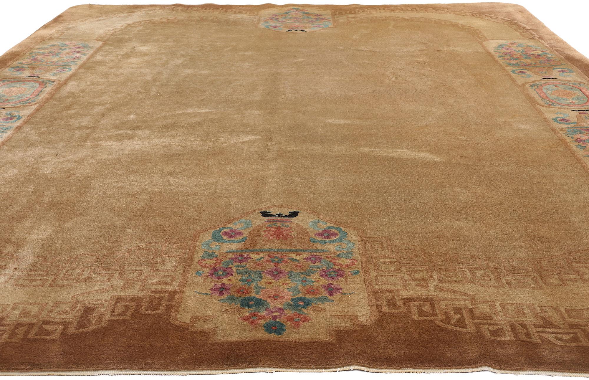 Chinese Export 1920's Antique Chinese Art Deco Rug, 09'00 x 11'09 For Sale