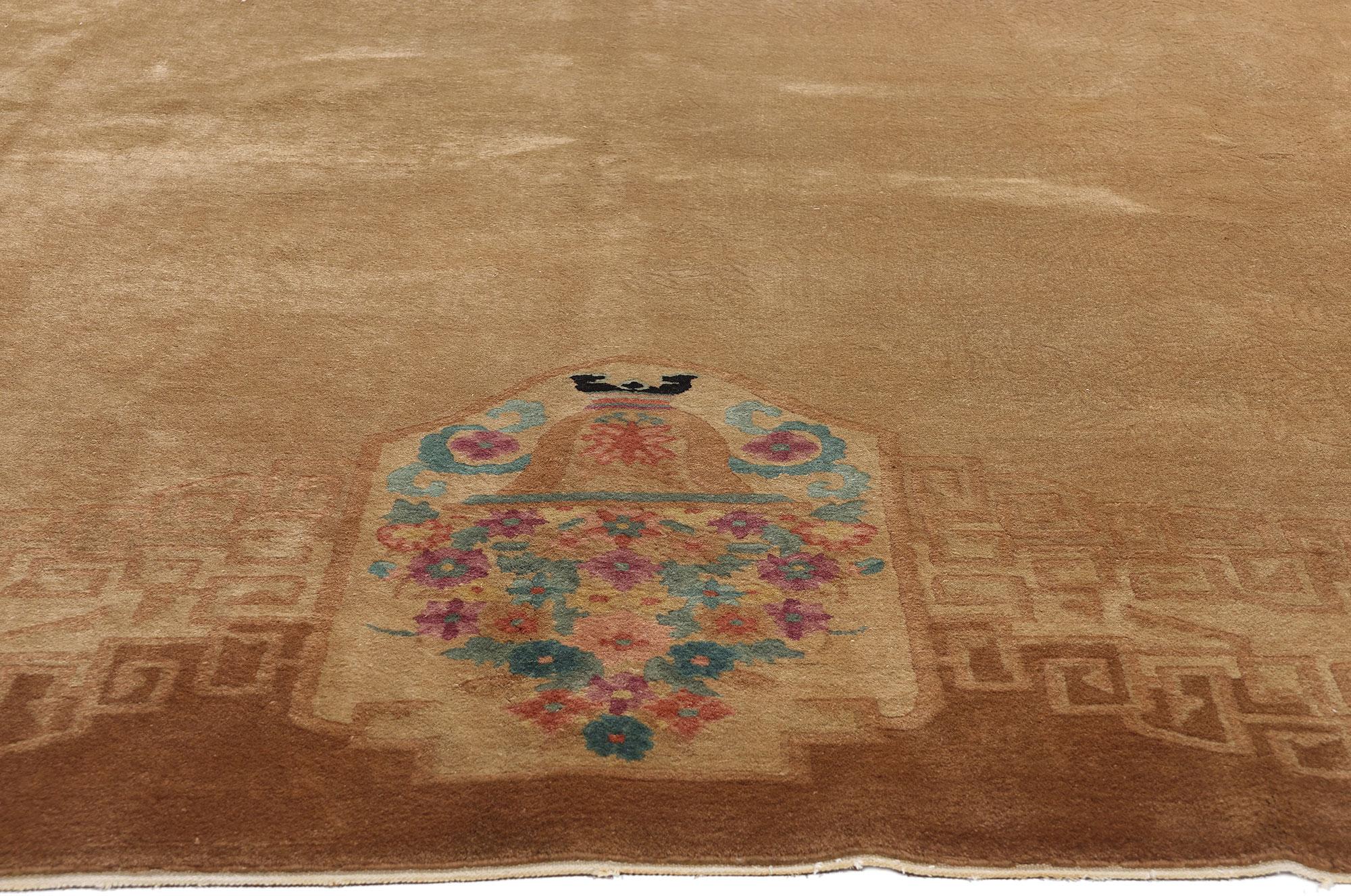 Hand-Knotted 1920's Antique Chinese Art Deco Rug, 09'00 x 11'09 For Sale