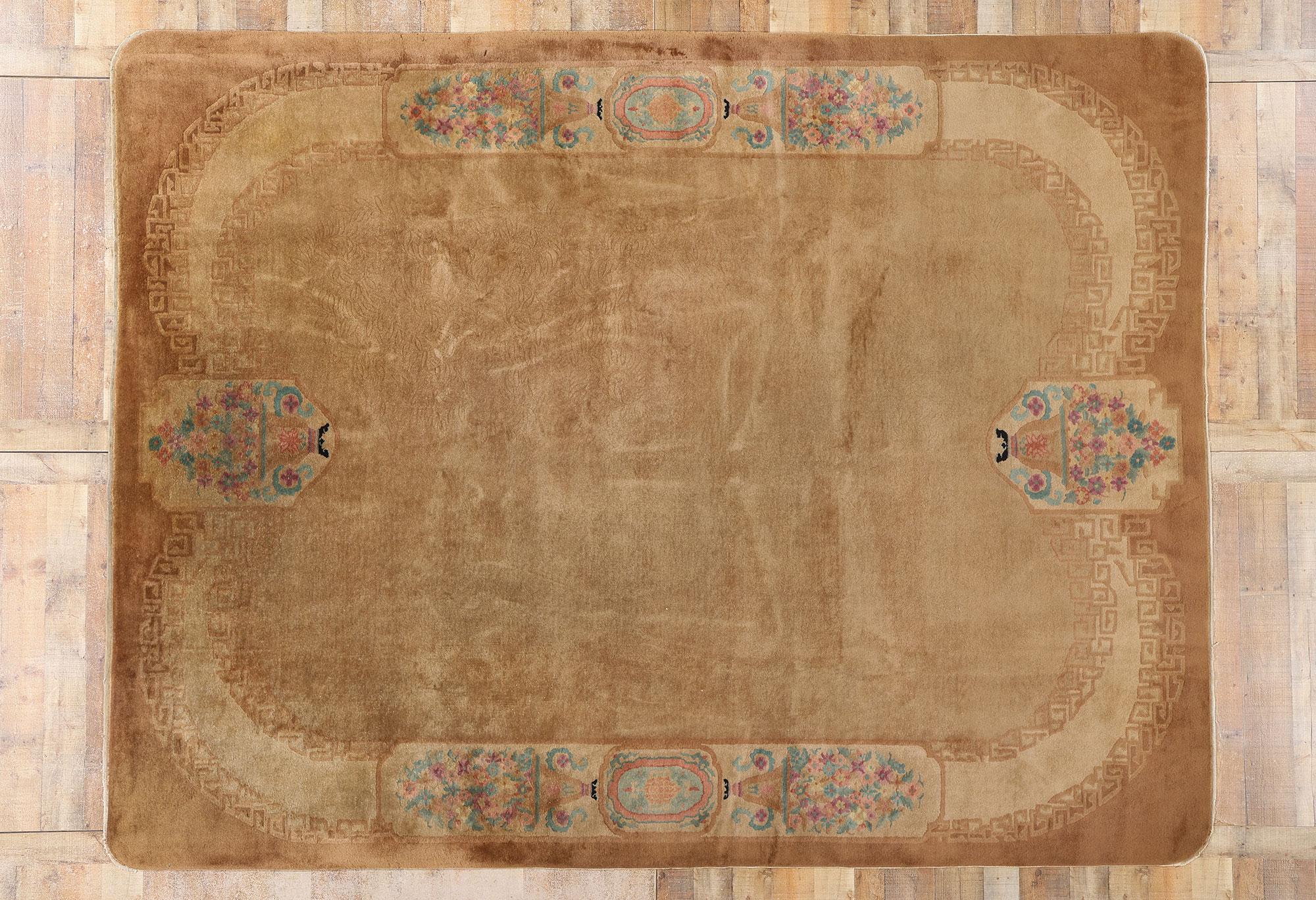 1920's Antique Chinese Art Deco Rug, 09'00 x 11'09 For Sale 2