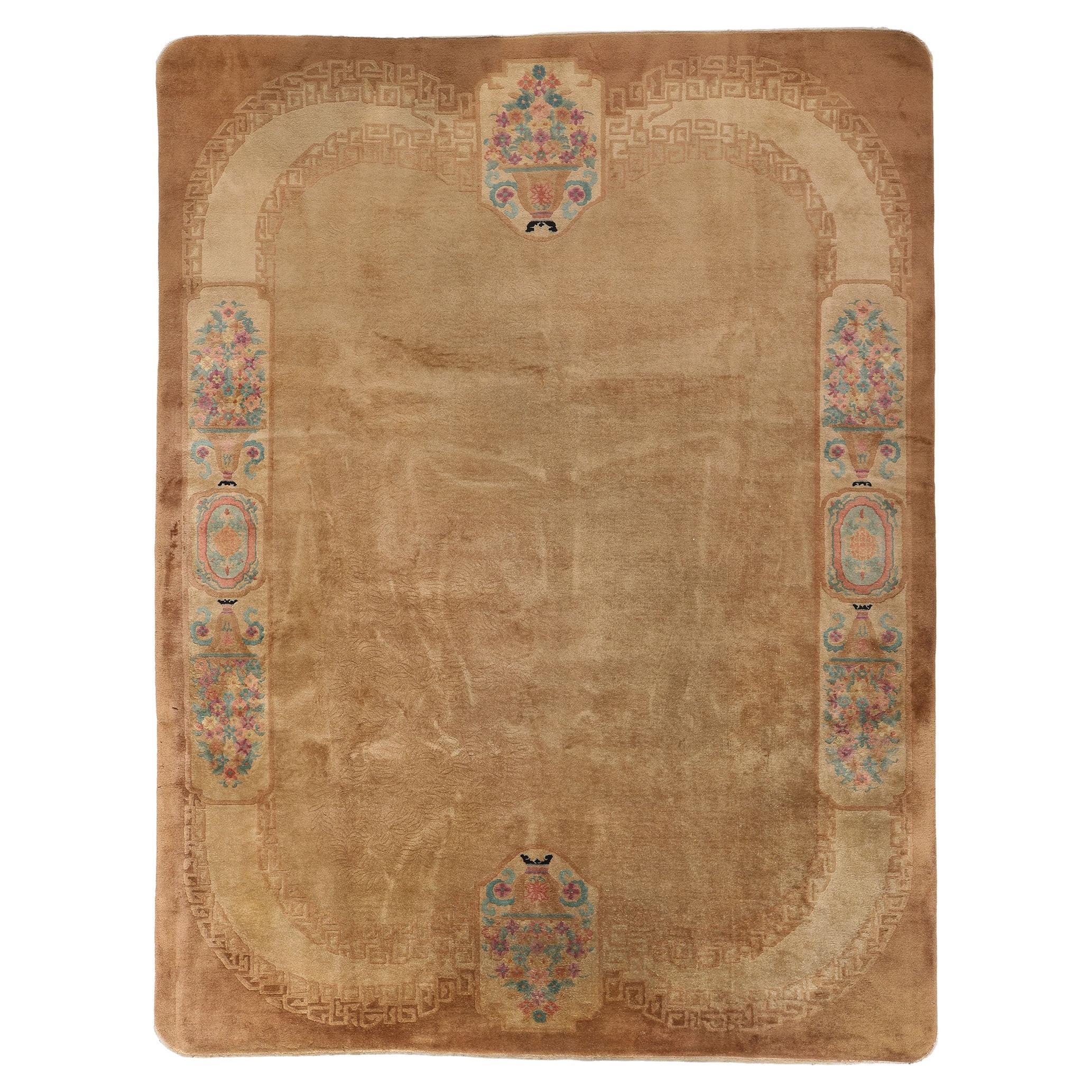 1920's Antique Chinese Art Deco Rug, 09'00 x 11'09 For Sale