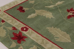 1920s Antique Chinese Art Deco Rug, Sage Green with Floral Pattern - Rug & Kilim