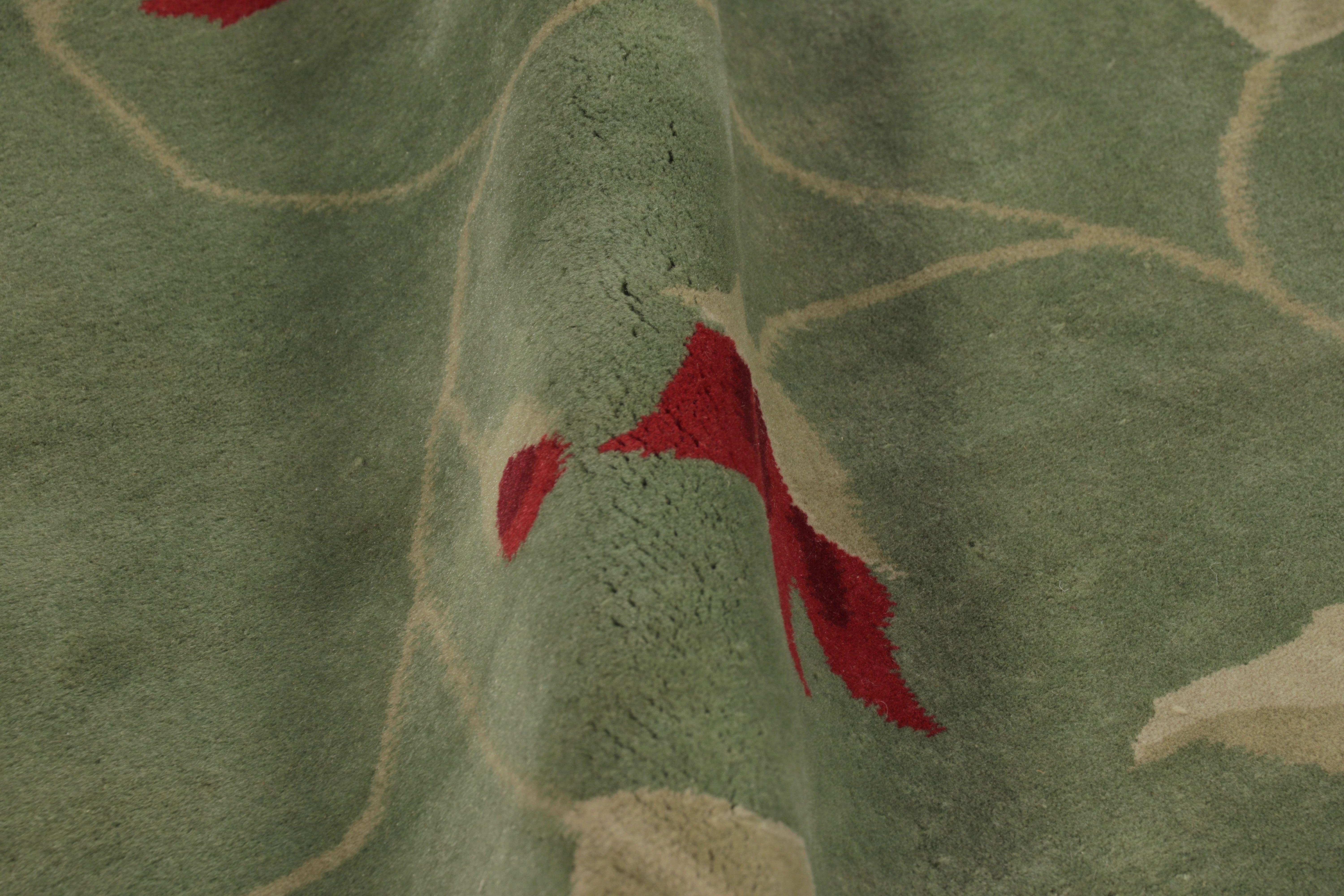 Début du 20ème siècle Tapis chinois ancien Art Deco des années 1920, vert Sage avec motif floral - Rug & Kilim en vente